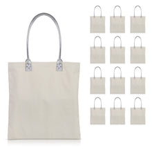 Load image into Gallery viewer, 12 pcs Cotton Canvas Craft Totes with Metallic Handles