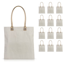 Load image into Gallery viewer, 12 pcs Cotton Canvas Craft Totes with Metallic Handles