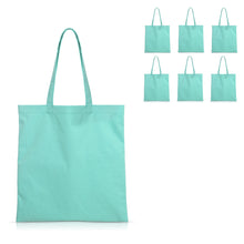Load image into Gallery viewer, 6 pcs Aqua Cotton Canvas Craft Totes