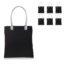 Load image into Gallery viewer, 6 pcs Black Cotton Canvas Craft Totes with Metallic Handles