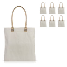 Load image into Gallery viewer, 6 pcs Ivory Cotton Canvas Craft Totes with Metallic Handles