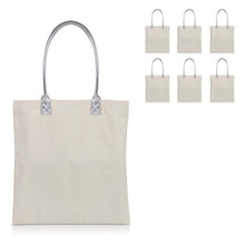 Load image into Gallery viewer, 6 pcs Ivory Cotton Canvas Craft Totes with Metallic Handles