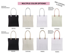 Load image into Gallery viewer, 6 pcs Ivory Cotton Canvas Craft Totes with Metallic Handles