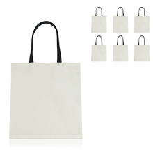 Load image into Gallery viewer, 6 pcs Ivory with Black Handles Cotton Canvas Craft Totes
