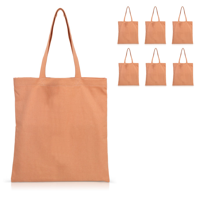 6 pcs Peach Cotton Canvas Craft Totes